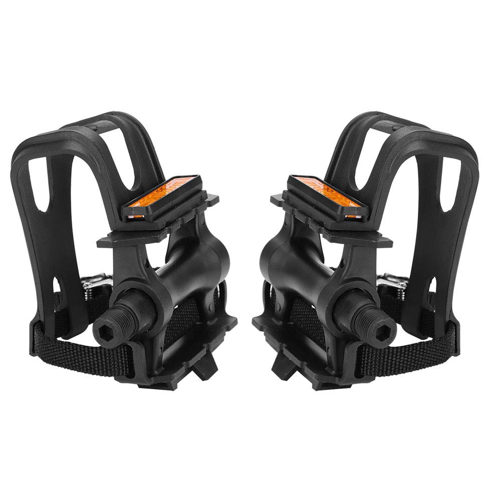 Bicycle Pedals with Toe Clip Straps, Cycling Pedals with Integrated Toe Clips and Cage Straps, Outdoor Afix, for Mountain and Road Bikes