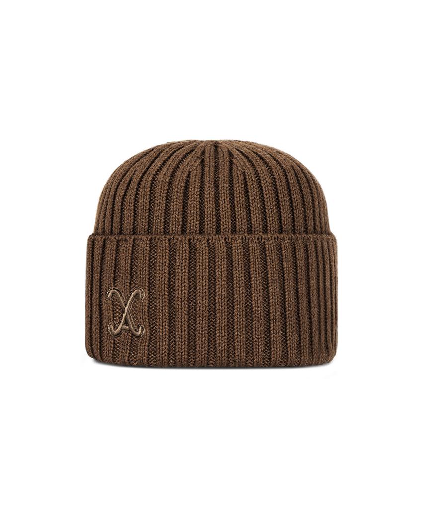 Bajal Va Curved Logo Washed Beanie Brown