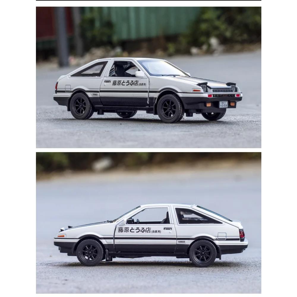 1/32 Toyota  AE86 Toy Car Diecast Miniature Model Pull Back Sound Light Doors Openable Educational Collection Gift Kids A151