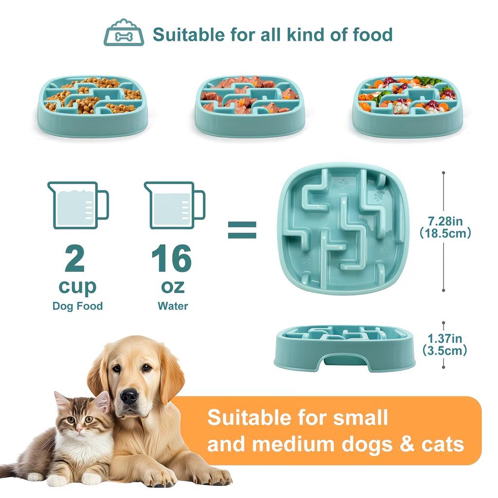 Slow Feeder Dog Bowl Maze Puzzle Anti-Gulping Non-Slip Pet Food Bowl for Small Medium Dogs Cats Puppy Healthy Eating Supplies