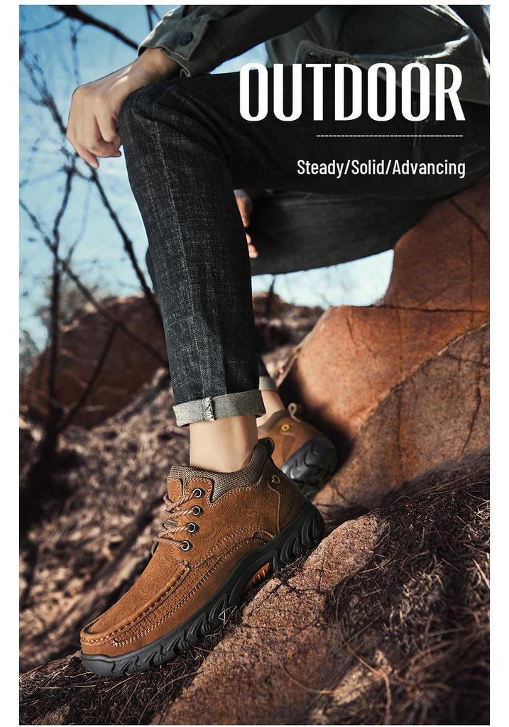 Men's High-Top Winter Snow Boots - Genuine Leather with Thick Rubber Sole for Warmth