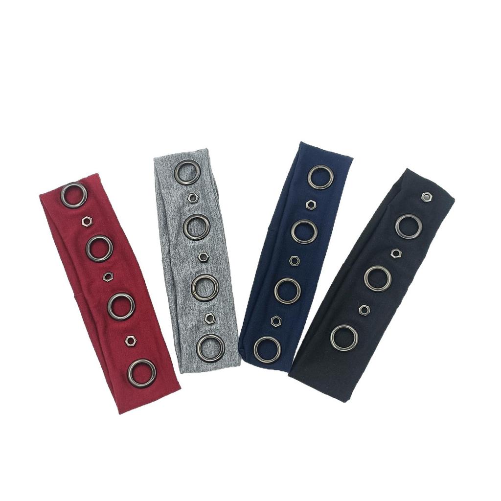 Elastische Punk Metal Oogjes Hoofdband, Unisex Brede Stretch Klinknagel Haarband, Retro Straat Sport Zweet Hoofdband