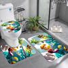 3Pcs Flannel Toilet Mat Set MTSJTrayman Bathroom Rug Bath Carpet Non Slip Home Decor
