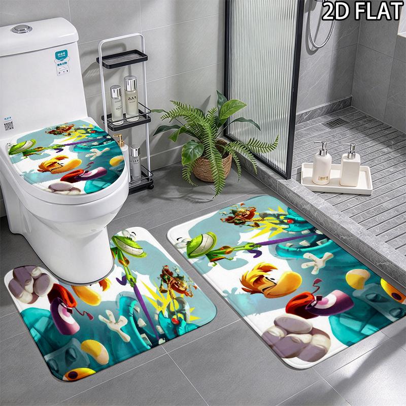 3Pcs Flannel Toilet Mat Set MTSJTrayman Bathroom Rug Bath Carpet Non Slip Home Decor