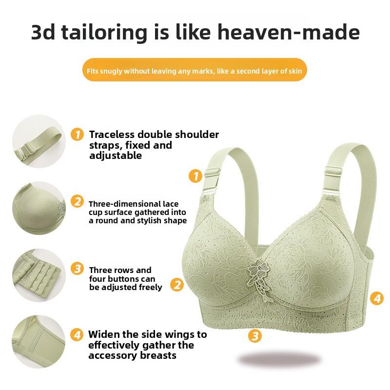 Übergröße Mesh Dessous Premium Jacquard Atmungsaktiv Leicht Körbchen Seitenstütze Lift & Formgebung Breite Träger 4-Haken BH