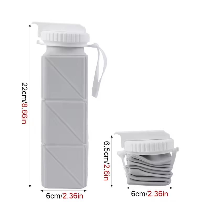 

1pcs 620ml Square Silicone Folding Mug Portable Food Grade Sports Water Bottle Retractable for Gym Camping Hiking Travel 620ml