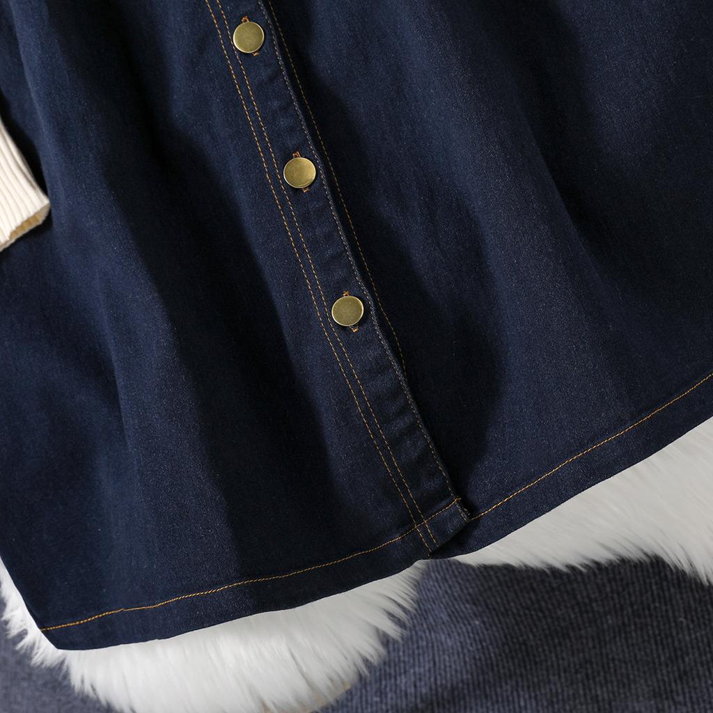 Κοριτσίστικο κοστούμι άνοιξη και φθινόπωρο Νέα παιδική φαρδιά έκδοση αμάνικη κορεάτικη τζιν φούστα