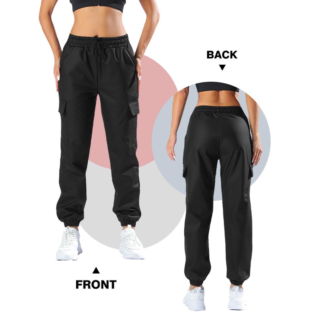 

Женские брюки из ПУ кожи Модные повседневные брюки на кулиске с карманами ПУ брюки с манжетами Рабочая одежда XXL