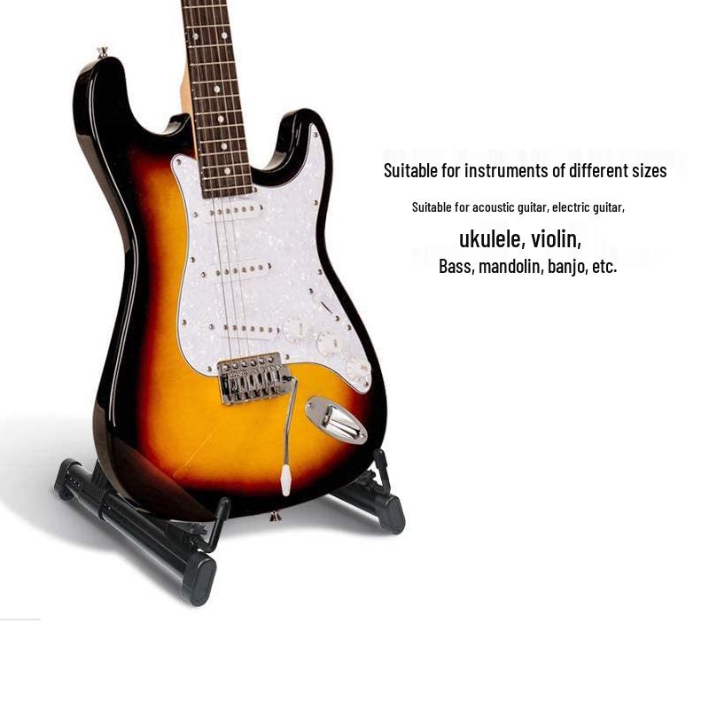 Vertical Folding Guitar and Violin Floor Stand for Electric, Acoustic, and Folk Guitars - Home Use