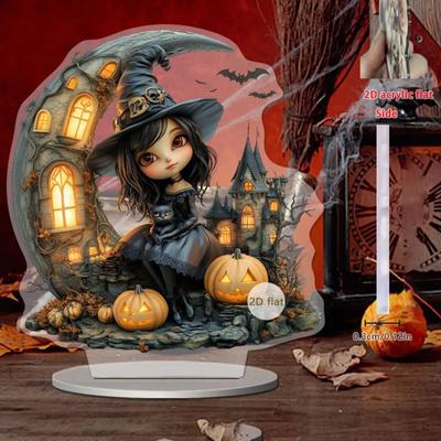 Хелловін Гарбузовий Будинок Замок Мультяшна Відьма та Чорний Кіт Кажан Декорації Кімнати Домашній Подарунок для Особливої Людини
