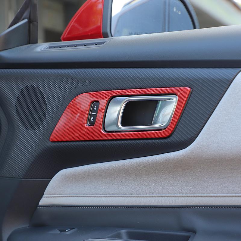  ABS Interior Door Handle Decorative Frame Decoration Cover Sticker Fit For Ford Mustang 2015 Up Interior Accessories