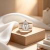 Cream Beige 3 Stacked Silicone Ring Pear Shape Cubic Zirconia Rose Gold Prong Rubber Wedding Rings For Female