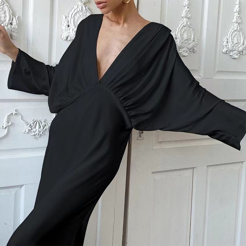 

Fashion Wind Women s New Elegant V Neck High Waist Dress Sexy V-neck High Waist Dress Black L
