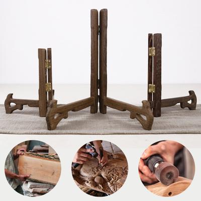 Wooden Plate Stand Sturdy Display Rack Secure Hold Versatile Picture Frame Holder for Kitchen Office