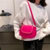 Trendy Black Felt Saddle Bag For Women Stylish Street Fashion Shoulder Bag