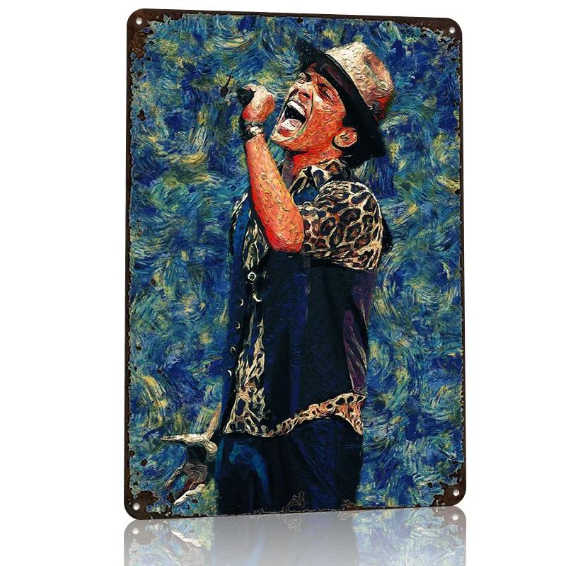 Bruno Mars Personalized D Textured Metal Poster Wall Art Vintage Tin Signs for Decoration Home Decor Items Bedroom Decorations