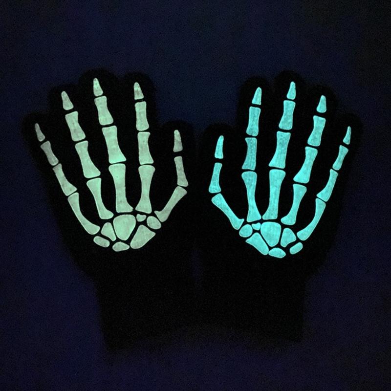 Glowing Hand Claw Gloves Full Finger Gloves Adult Unisex Gothic Knitting Gloves