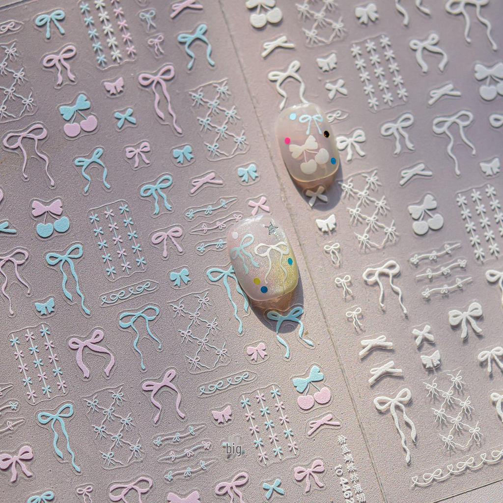 Tomoni Thin & Tough Japanese Nail Stickers - Hot-Selling Phone Case Accessories with Pink & Blue Bow Nail Art