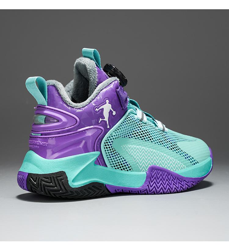 Winter 2025 Children's Non-Slip Leather Basketball Shoes with Velvet Lining