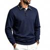 Men Patchwork Collar Sweatshirt Long Sleeve Button Pullover Tops Autumn Winter Casual Loose Fit Men's Sweatshirts Daily Male Clothing