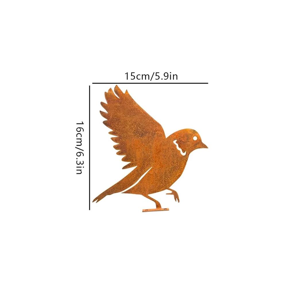 Rusty Bird Silhouette Patina Birds Decoration Metal Garden Ornaments Simulation Figurine Rustic Outdoor Patio Yard Adornment