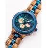 Herrenuhren Holzarmband Mode Blaues Zifferblatt Uhren Luxus Datum Chronograph Leuchtend Holz Armbanduhr Für Mann
