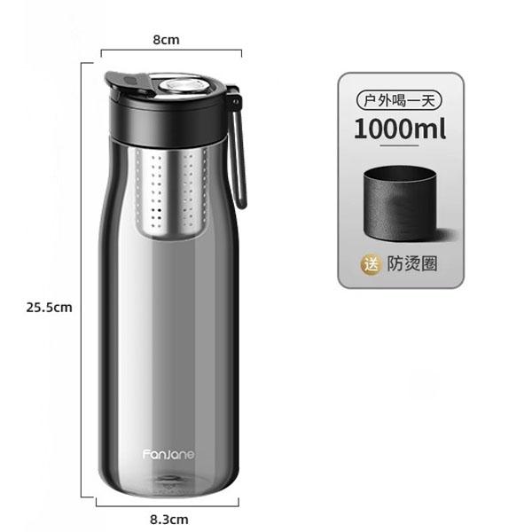 Reise-Tee-Infuser-Becher für Wasserflasche mit großem beweglichem Tee-Infuser BPA-FREI TRITAN Kunststoff Trinkflaschenbecher für Sport Outdoor
