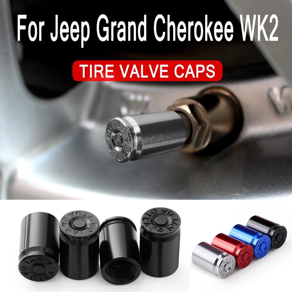 4PCS For Jeep Grand Cherokee WK2 2011~2022 Accessories K Car Wheel Tire Valve Caps Tyre Stem Covers Airdust Waterproof