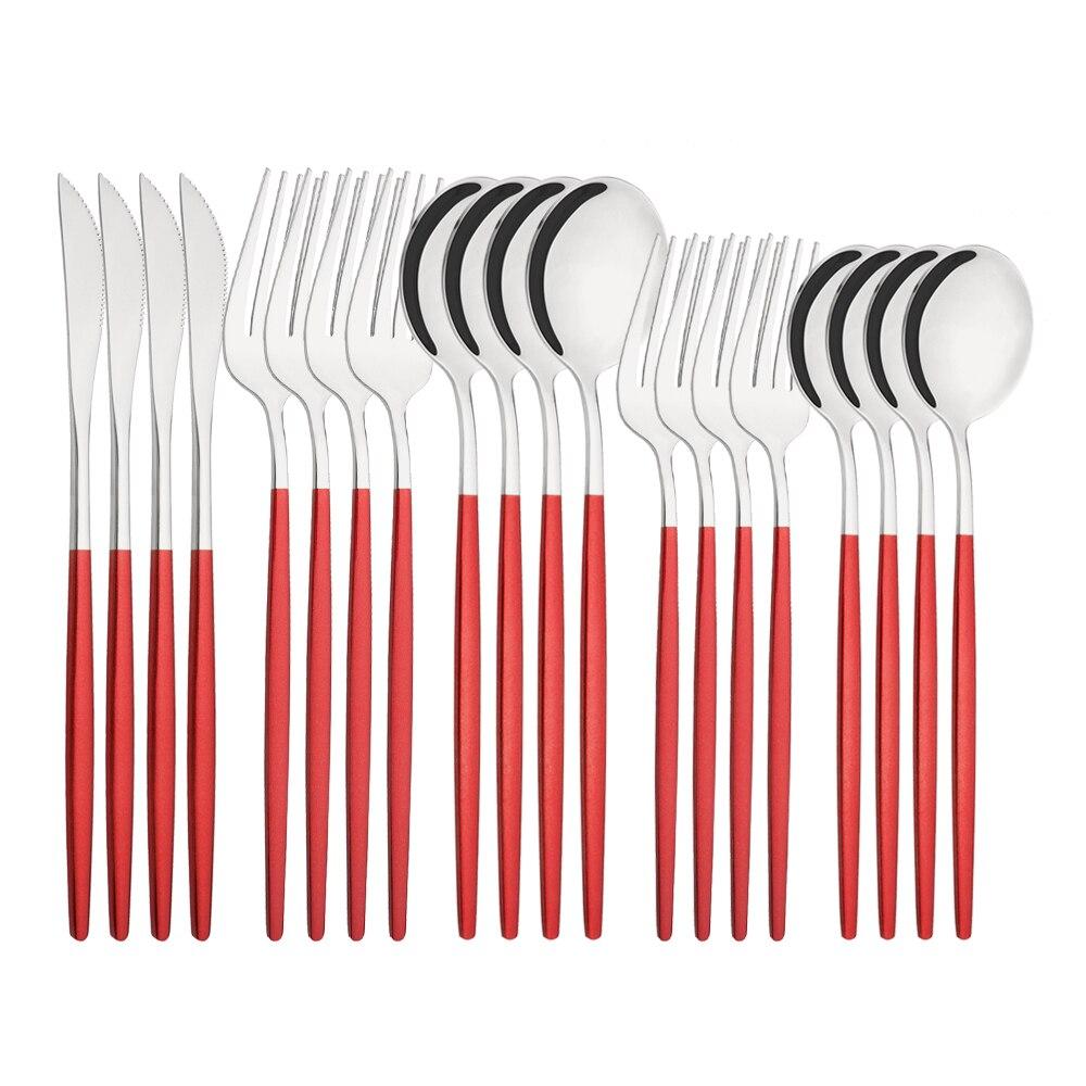 20Pcs/4Sets Stainless Steel Cutlery Tableware Mirror Polished Dinnerware Set White Gold Knife Fork Spoon Flatware Silverware Dinner Set