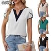 Women's Fashion Casual V-Neck Short Sleeve Blouses & Shirts