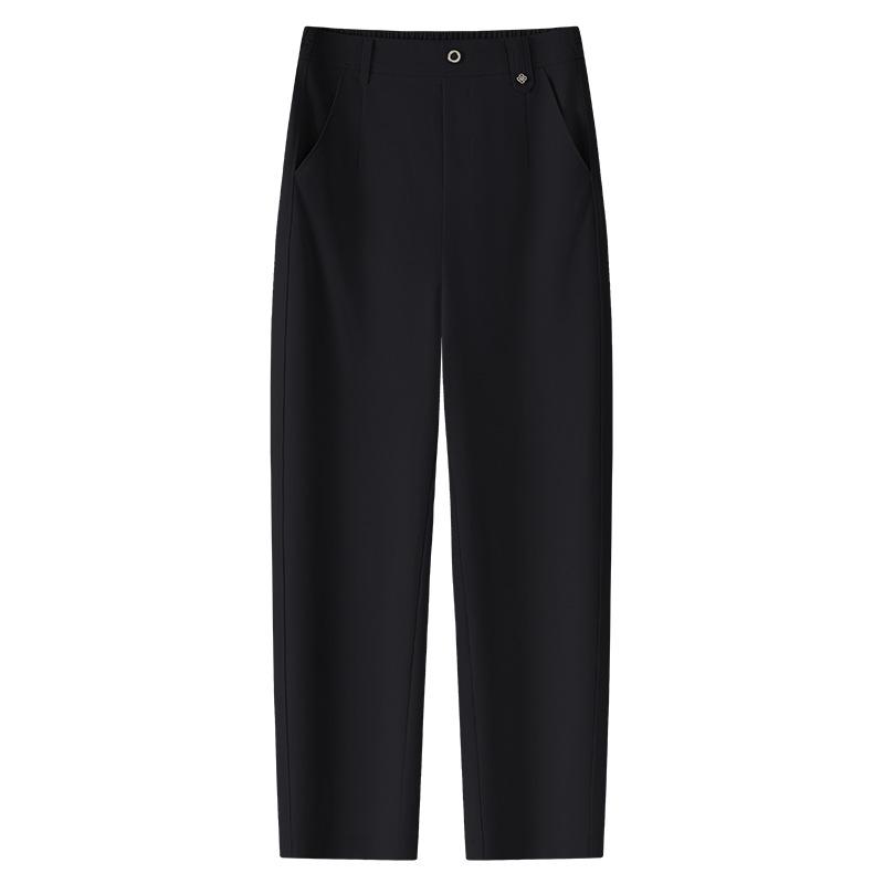 

Женские бежевые брюки гаремы высокого класса с драпировкой - Весна/Лето 2025, укороченный морковный стиль M чёрный