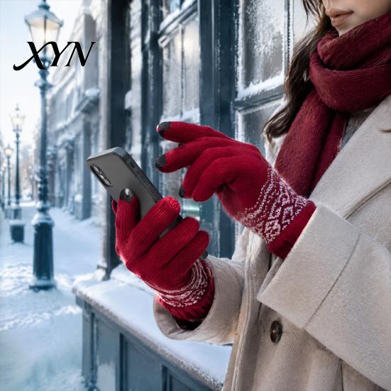 Comfortable Winter Hand Warmers for Office And Study Thermal Knit Gloves, Thickened Velvet Lining Elastic Ribbed Cuffs Cold Weather Windproof