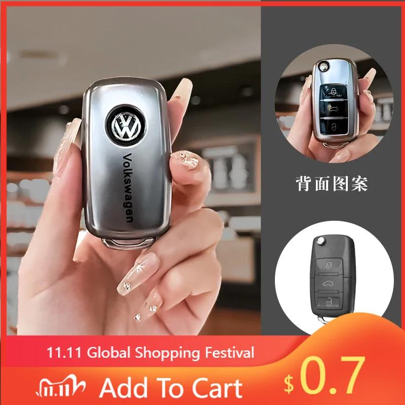 For VW Soft TPU Car Key Case Cover Shell For VW Volkswagen Polo Tiguan Passat B5 B6 B7 Golf 4 5 6 MK6 Jetta Lavida Keychain Ac
