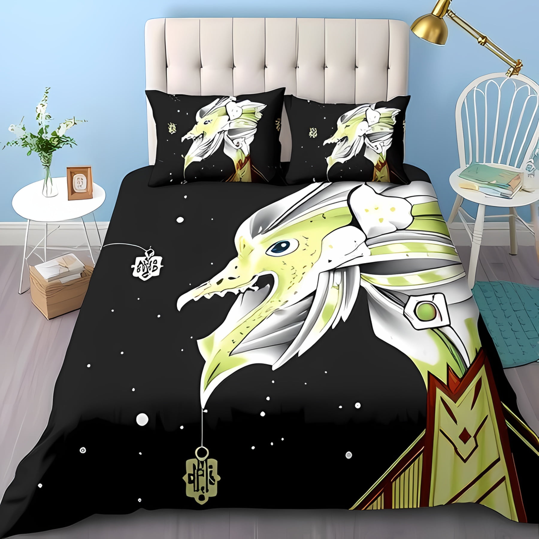 

Comforter Dragon Queen Size For Girls Boys Kidsgoth Dragon Psychedelic Room Decorboys Girls Adults Warm And Soft Comforter (quilt)-EU Single(135*200cm)3pcs