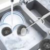 Steel Wool Scrubber with Handle & Replacement Stainless Wire Metal Sponge, for Cleaning Dishes Pan Cast Iron Pot and Kitchenware