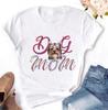 Women's Large Size Short Sleeve Crewneck T-Shirt Cartoon Hand-Painted Dog Paw Print Warm Polyester Fabric Summer Fashion
