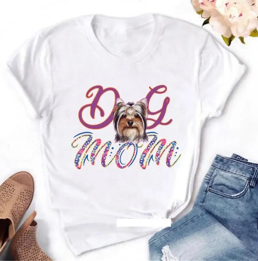 Women's Large Size Short Sleeve Crewneck T-Shirt Cartoon Hand-Painted Dog Paw Print Warm Polyester Fabric Summer Fashion