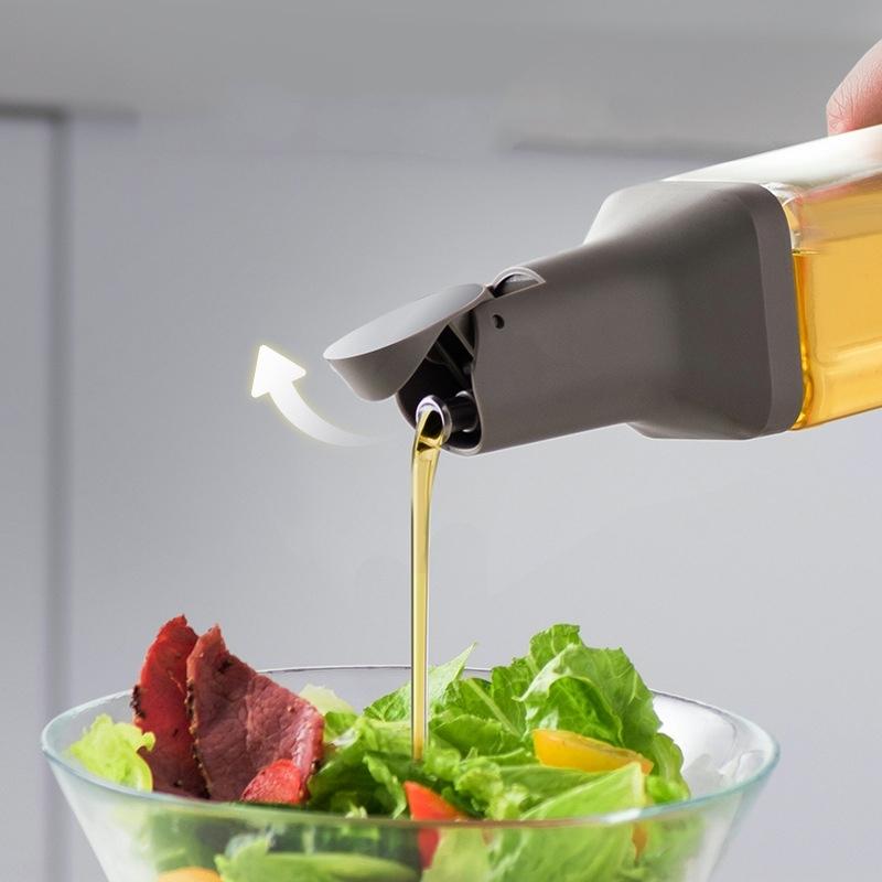 Large Olive Oil Dispenser Bottle Auto Flip Condiment Glass Container Leak Proof Non Stick Oil Vinegar Dispensers Kitchen Gadgets