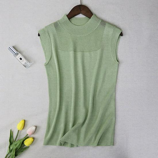 Women's Sleeveless Ice Silk Knitted Camisole - Versatile Summer Top