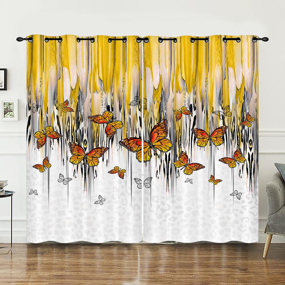 Curtain Butterfly Animal Flower Curtain Digital Printing Blackout Curtain No Punching