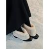 Cowhide version~ retro plush boots plush warm square head thick heel short boots women's versatile temperament plush snow boots
