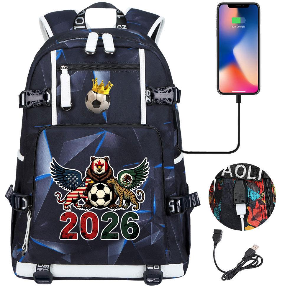 2026 Sports Soccer USB Large Capacity Backpack for Middle High School Students Travel Unisex
