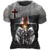 Knights Templar Print Vintage Men's T-shirt Summer  Casual Men Clothing Oversized Tops Short Sleeve Tees Casual O-Neck T Shirts