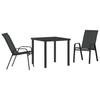 Garden Dining Set 3 Pcs Black Powder Coated Steel