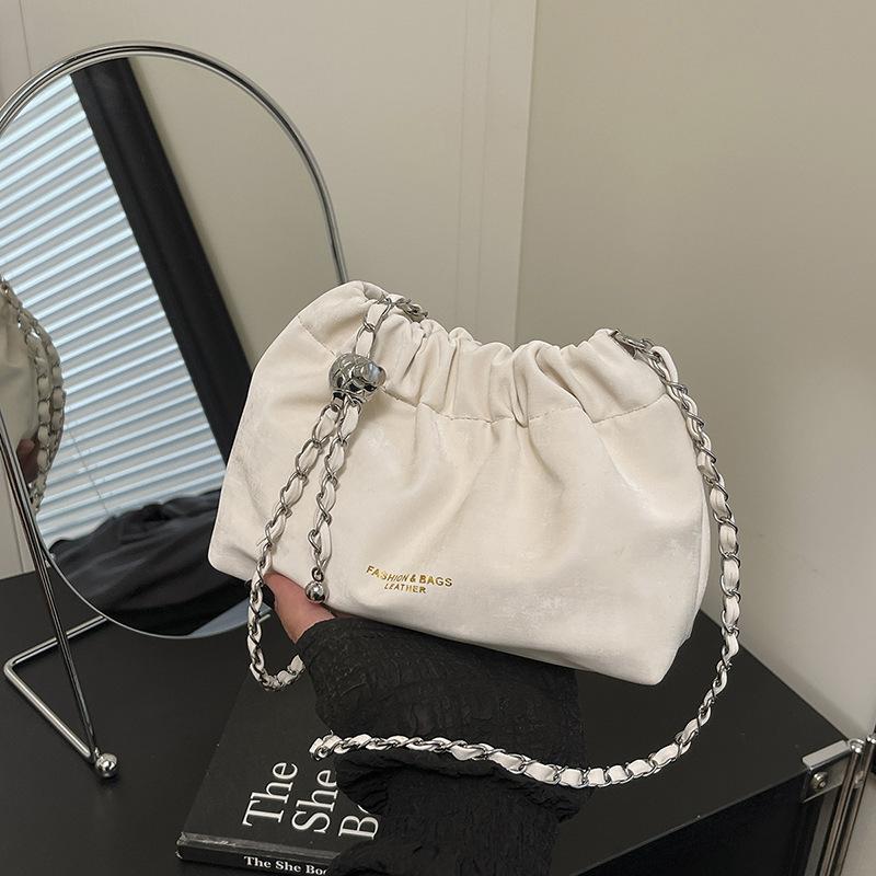 Zarte Nischen-Plissee-Tasche Damen neue Sommer vielseitige Ketten-Umhängetasche Bucket Bag