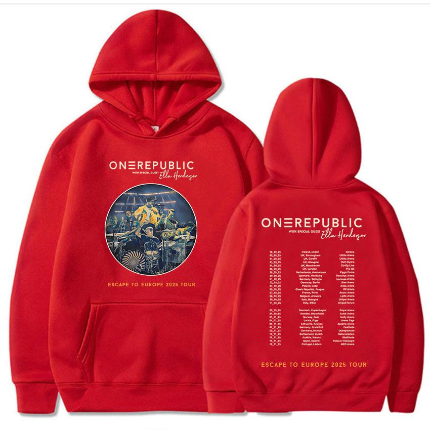 OneRepublic Escape To Europe 2025 Tour Hoodies Autumn Fleece Casual Male Sweatshirts Long Sleeve Band Printing Sudaderas Unisex