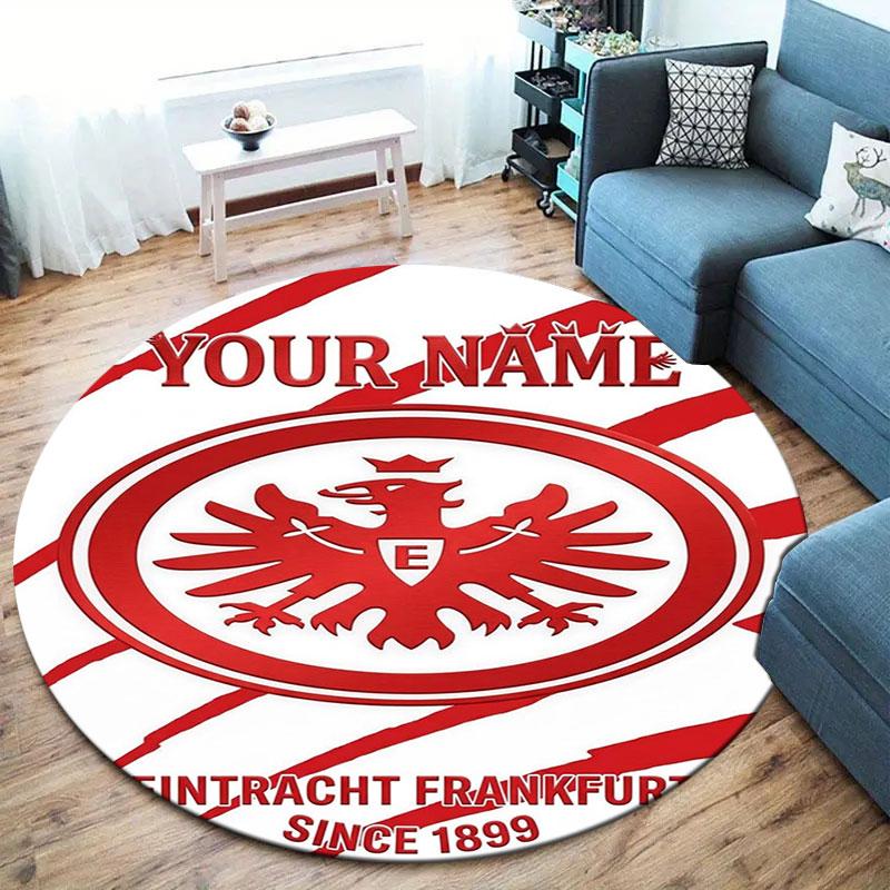 Eintracht Frankfurt Custom Name Round Area Rug,Carpet Rug for Living Room Bedroom Sofa Playroom Decor,Non-slip Floor Mat