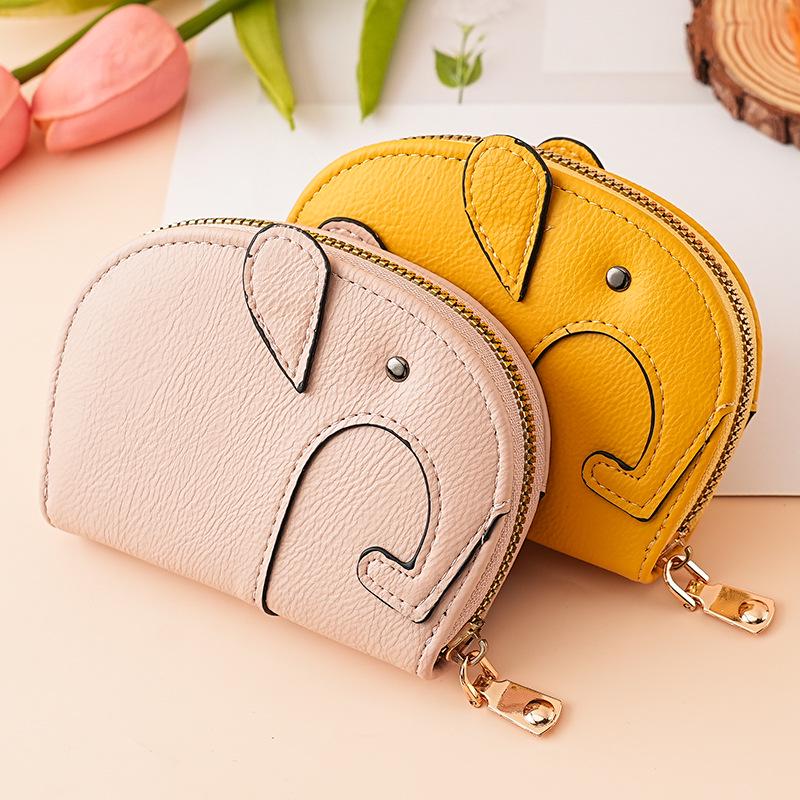 Adorable Elephant Zipper Card Holder: Compact Multi-Storage for Cards, IDs, Coins, and Driver's License. Lightweight and Portable.