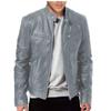 Men Stand Collar Punk Motorcycle Leather Jacket Casual Outerwear For Young Men