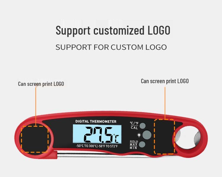 Hochpräzises digitales Fleischthermometer mit Temperatur- und Feuchtigkeitssensor, klappbare Sonde, hitzebeständig für Küche & Haushalt